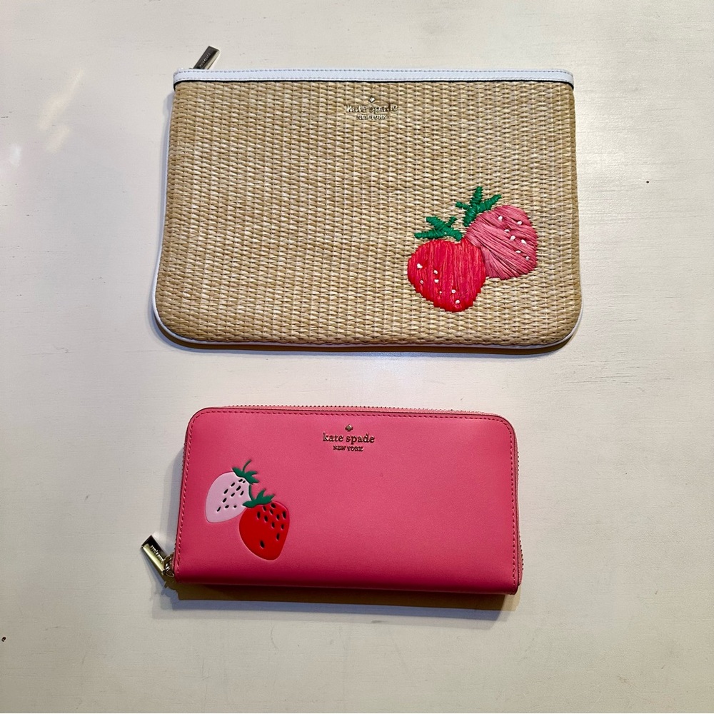 NWT Kate Spade Large Zip Pouch and Continental Wallet in Picnic in the Park